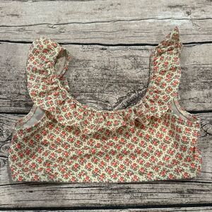 Mini Boden Girls’ Bikini Top in Floral Print With Ruffle Size 6/7